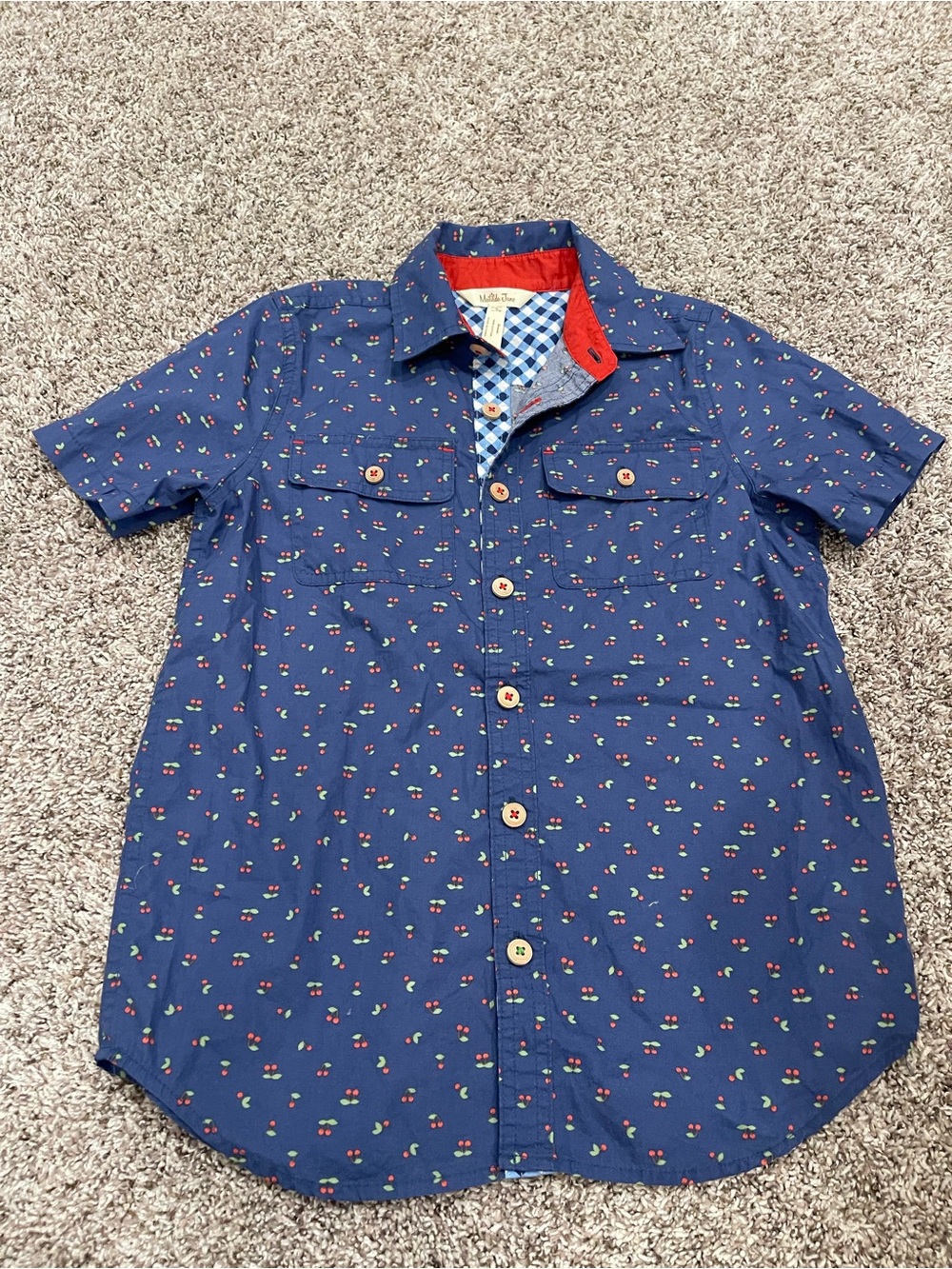 Matilda Jane Boy’s Brilliant Daydream Cherry On Top Blue Button Up Size 8
